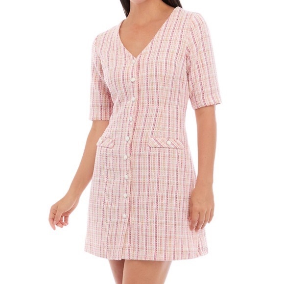 Maison Tara Dresses & Skirts - NWT Boucle Pink Plaid Shirtdress By Maison Tara sz 16